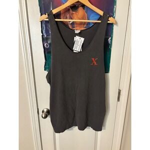 Vintage College Lane Tank Top Mens XL Faded Black Cotton Sleeveless X Graphic